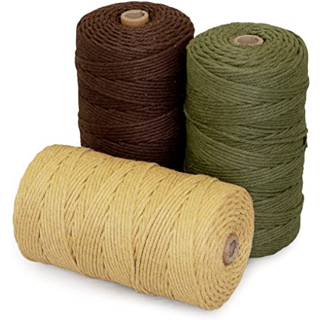 Tenn Well 綿紐, 300M 丈夫たこ糸 手芸用 紐 料理糸 マクラメ ロープ 盆栽 園芸 工芸品 飾りなどに (ベージュ)