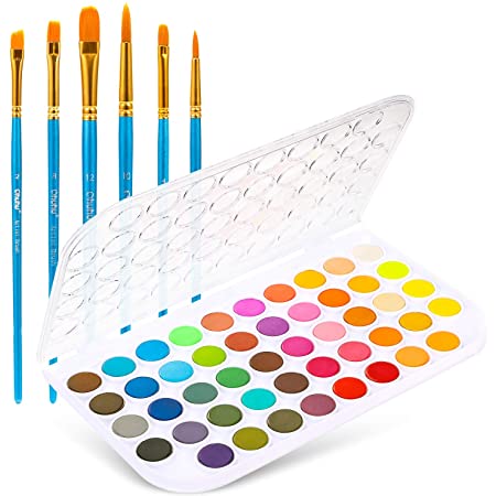 Water Colour Paint Set – 36 Water Colour Cakes – 12 Page Water Colour Paint Pad – 6 Paint Brushes – Art Supplies for Teens, Adults & Kids