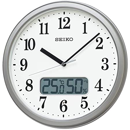 セイコークロック 掛け時計 05:銀色メタリック 02:直径31cm 電波 アナログ 温度 湿度 表示 KX244S