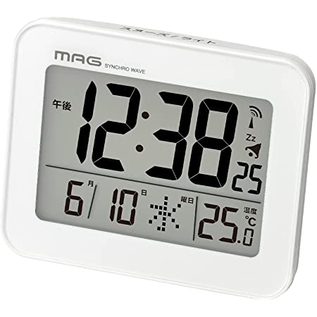 MAG(マグ) 目覚まし時計 電波 デジタル ウッドライン 温度 湿度 カレンダー表示 木目調 ブラウン T-743BR-Z