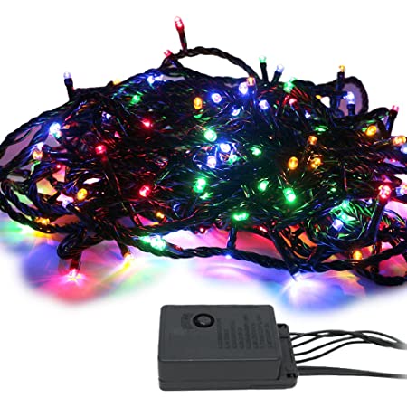 MITAS イルミネーションライト LED 200球 ミックス色 ストレートタイプ 15m コントローラー付き 黒線 クリスマス 飾り付け ER-200LED15-MIX