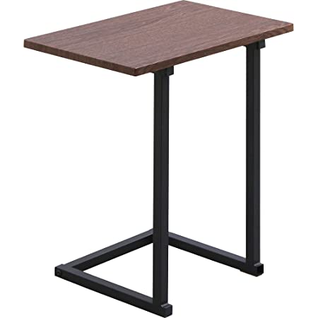 アイリスプラザ テーブル サイドテーブル アジャスター キャスター付き コの字型デザイン 木目調 幅30×奥行45×高さ60cm ウォールナット STB-C001
