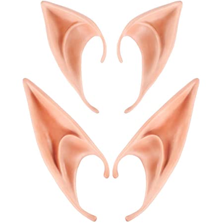 Minloor エルフ耳 (4本セット) ハロウィン エルフ耳 コスプレ パーティー 仮装 小道具 男女兼用 妖精のピクシーソフトエルフの耳