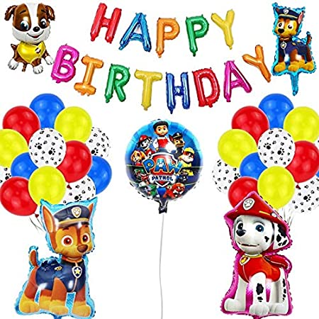 paw patrol　誕生日　飾り付け　パウパトロール　男の子　子供　可愛い　犬　happy birthday　バナー　ガーランド　バルーン　風船　ケーキトッパー　29枚セット