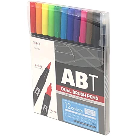 トンボ鉛筆 筆ペン デュアルブラッシュペン ABT 12色セット ベーシック AB-T12CBA