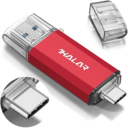 Thkailar USBメモリ128GBタイプC(Type – C usb3.1 gen1 + usb3.0)高速デュアルフラッシュディスクレッド (128GB, Red)