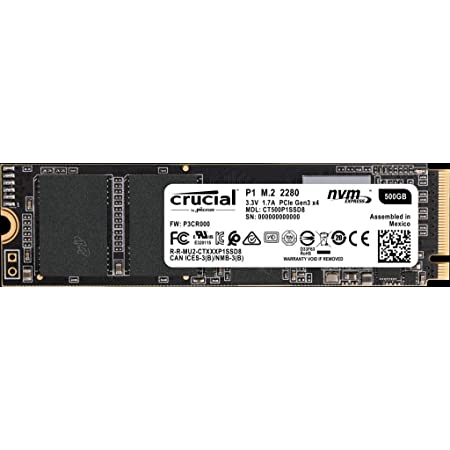 Crucial(クルーシャル) P1シリーズ 500GB 3D NAND NVMe PCIe M.2 SSD CT500P1SSD8