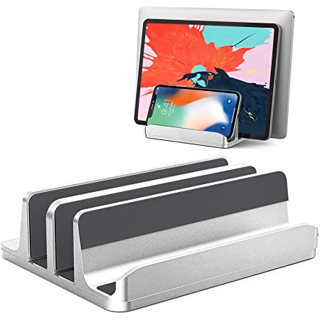 ノートパソコン スタンド PCスタンド 縦置き ２台収納 ホルダー幅調整可能 アルミ合金素材 OBENRI Vertical Laptop Double Stand for MacBook Pro Air Mini Clamshell Mode & All Notepc