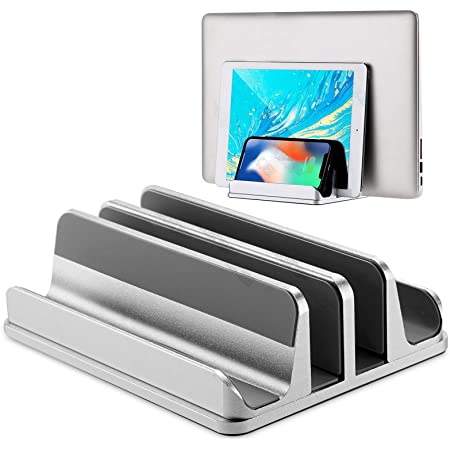 ノートパソコン スタンド PCスタンド 縦置き ２台収納 ホルダー幅調整可能 アルミ合金素材 OBENRI Vertical Laptop Double Stand for MacBook Pro Air Mini Clamshell Mode & All Notepc