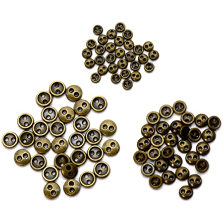 starPG ミニチュア メタル ボタン 2つ穴 3サイズ 3mm 4mm 5mm 各30個 セット ドールメイキング パーツ (ピンクゴールド)