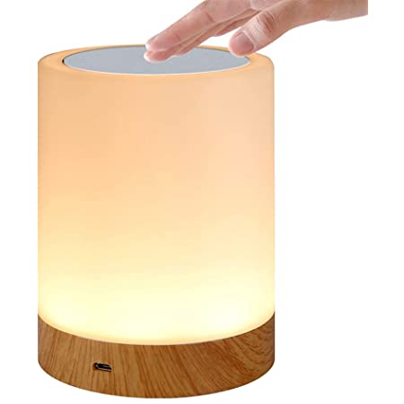 Rocomoco LEDナイトライト 間接照明スタンド ムードライト usb充電 3段階調光 6色変換 タッチ式 授乳ライト ベッドサイドライト テーブルランプ 木目調 プレゼント