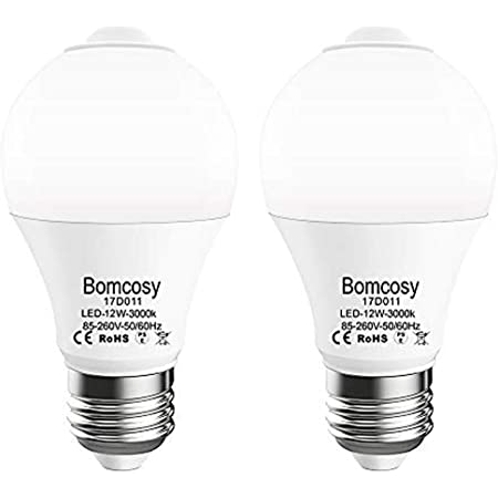Bomcosy LED電球 人感センサー付き 電球色相当 12Ｗ E26口金 3000K 電球100W形相当 1100lm 自動点灯/消灯 ledランプ 2個