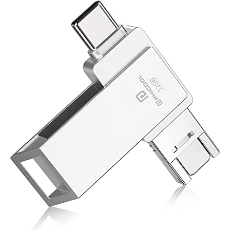 【最新 USBメモリ 32GB フラッシュドライ 大容量 3.0 高速 3in1 スライド式 iPhone/Android/PC対応 暗号化 小型 コンパクト