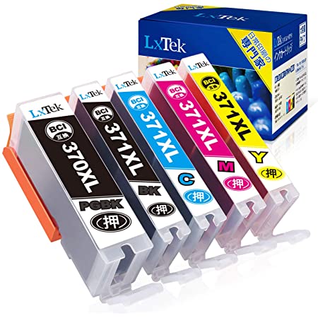 【LxTek】BCI-371XL BCI-370XL 互換インクカートリッジ Canon用 インク 371 370 5色セット大容量/説明書付/残量表示/個包装 TS5030 TS5030S TS6030 TS8030 MG7730