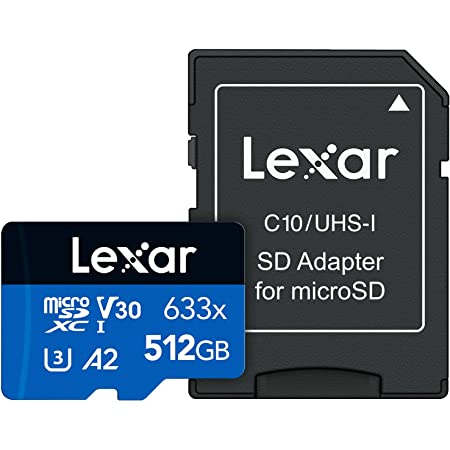 Lexar 100MB/s 633x MicroSDXC 512GB with adapter UHS-1 U3 V30 A2(512GB)
