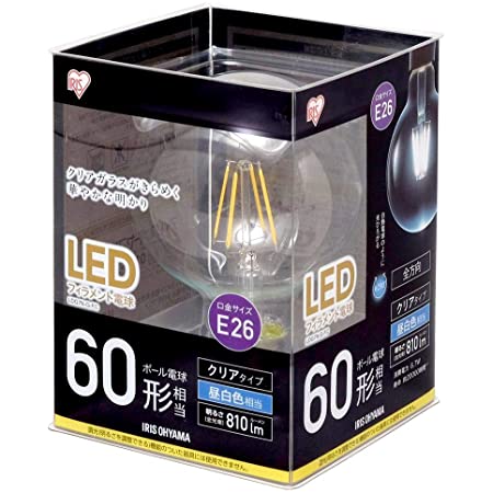 スタイルド LED電球 フィラメント 60W相当 口金直径26mm 一般電球形 全配光 電球色 クリア YDAC60L1