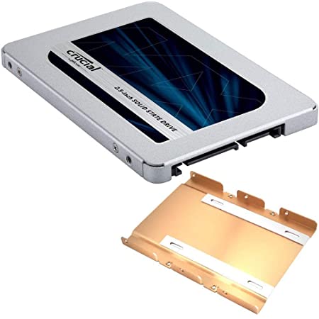 Crucial クルーシャル SSD 500GB MX500 SATA3 内蔵2.5インチ 7mm CT500MX500SSD1 7mmから9.5mmへの変換スペーサー + 2.5インチ to 3.5インチ変換マウント付き [並行輸入品]