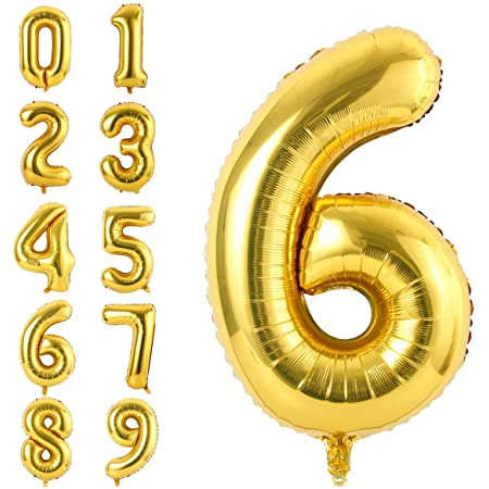 お誕生日パーティー シルバー風船 数字6 バルーンｘ1個 バルーンｘ2個 風船セット （シルバー6） (数字：6)