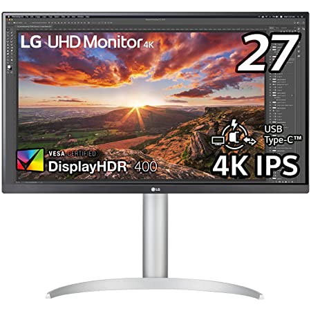 LG モニター ディスプレイ 27UL850-W 27インチ/4K/DisplayHDR400/IPS非光沢/USB Type-C、DP、HDMI×2/スピーカー/FreeSync/高さ調節、ピボット
