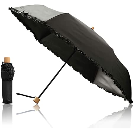 ワールドパーティー(Wpc.) 日傘 折りたたみ傘 黒 50cm レディース 傘袋付き 遮光クラシックフリルミニ 801-134 BK