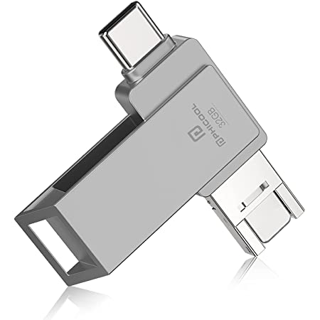 KOOTION USBメモリ32GB Type Cメモリ USB3.0 2in1OTG デュアルメモリ メモリースティック キーリング付き 金属 防水360度回転デザイン フラッシュドライブ 高速データ転送 スマホ/MacBook/Windows/ノートパソコン対応 （シルバー）