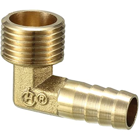 uxcell バーブホース継手 黄銅材質 6mmバーブx1/4 PTオス ゴールドトーン バーブ長さ20mm 5個入り