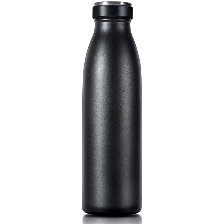 Love-KANKEI 水筒 マグボトル ステンレスボトル 真空断熱 保温 保冷 軽量 牛乳瓶 直飲み 750ML ブラック