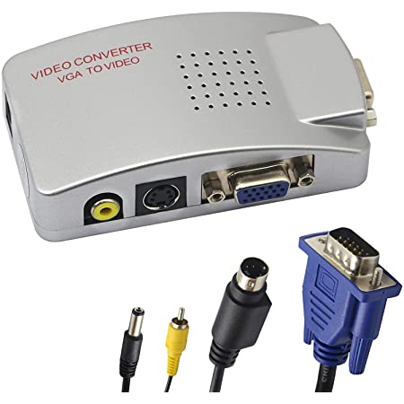 eKL VGA to AV Adapter Converter Box VGA Input Composite RCA S-Video VGA Output Computer PC Laptop to TV Display Projector Connector