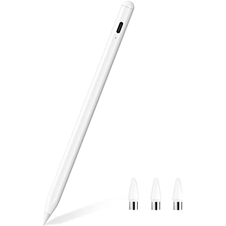 Adrawpen タッチペン iPhone/iPad/Android対応 2in1 銅製/導電繊維ペン先 タブレット スマートフォン スタイラスペン 充電式 ペンシル ホワイト