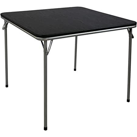 LVZAIXI 正方形の折り畳みテーブル、ダイニングテーブル、折りたたみ脚、黒、茶色、85 * 85 * 71cm (色 : 黒)