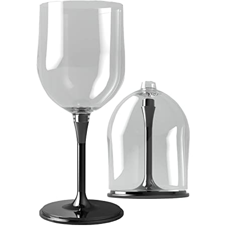 (リッチェ) Ricce ハーフサイズ ワイングラス ２個セット ペア ポータブル 収納ケース付き アウトドア キャンプ プラスチック 割れない お祝い ギフト (ブラック 黒)