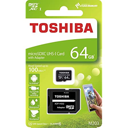 Toshiba 64GB Micro SDメモリーカード M203 SDXC UHS1 U1 Class10 SDアダプター付き