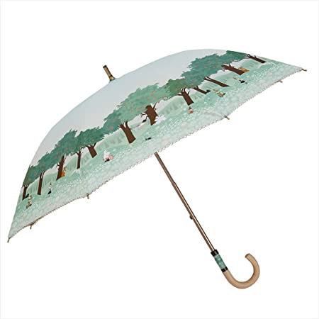 小川(Ogawa) 日傘 レディース 長傘 遮熱 遮光 UVカット 99%以上 8本骨 50cm ムーミン ひとやすみの時間 ショートスライド 晴雨兼用 手開き 安全カバー付き はっ水 裏面シルバーコーティング 57245