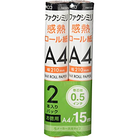 【Amazon.co.jp 限定】ミヨシ MCO FAX用感熱ロール紙(まとめ買い) A4サイズ 15m 芯内径0.5インチ 【12本入】 ZFR15AH-12