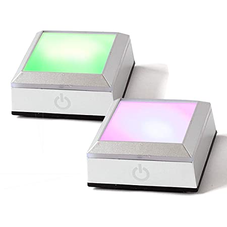 Across(アクロース) ハーバリウム ディスプレイ ライト LED コースター フィギュア 光る 照明 レインボー スタンド 台座 ライトアップ 電池式 タッチスイッチ式 コンセント両用 2個セット
