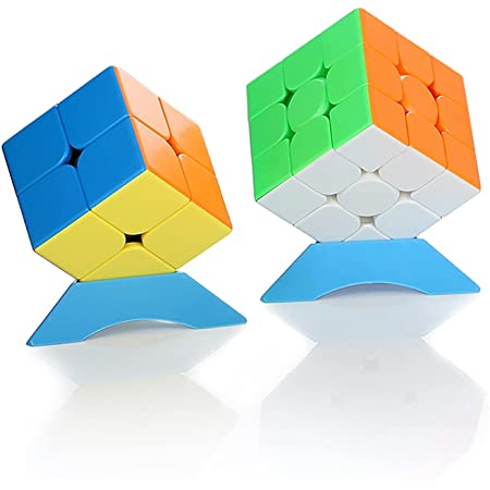 XMD 魔方 パズルセット 2個入り 2×2 3×3 Magic Cube Set 競技用 世界基準配色 ver4.0 ポップ防止 魔方 脳トレ 知育玩具 (ステッカー)
