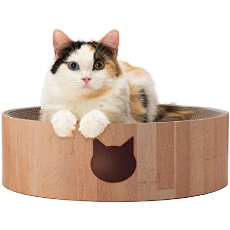 KEBIK 猫 爪とぎ 段ボール スクラッチャー 猫 おもちゃ ネコソファー 猫ベッド、スクラッチャー両用 運動不足 ストレス解消 (ブラウン 60CM)