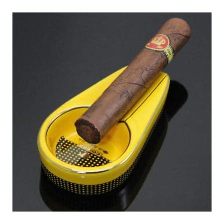 COHIBA/喫煙具/葉巻/アシュトレイ/灰皿/COHIBA Yellow Ceramic Cigar Ashtray Vintage Small Mini Size Hold 1 Cigar Outdoo