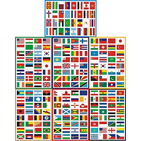 LUCKYBEE 世界の国旗 224枚 シール ステッカー トラベル旅行ステッカー　スーツケース/ギター/車/バイク/自転車/ヘルメット/パソコン/携帯/ノート A4 異なる 7PCSセット