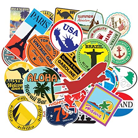 LUCKYBEE 世界の国旗 224枚 シール ステッカー トラベル旅行ステッカー　スーツケース/ギター/車/バイク/自転車/ヘルメット/パソコン/携帯/ノート A4 異なる 7PCSセット