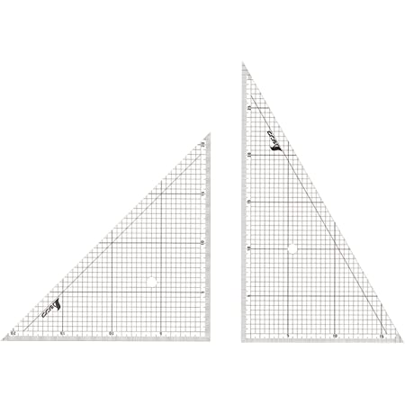 BronaGrand 2個セット 30/60と45/90度 大きな三角定規 クリアタイプの三角定規 製図