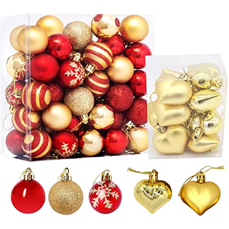 Valery Madelyn　クリスマス　オーナメント　ボール　8cm　16個セット　赤金　クリスマスツリー　飾り　豪華　おしゃれ　レッド　ゴールド　クリスマス　飾り　ボール　装飾