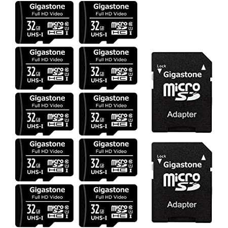 Gigastone マイクロSDカード 32GB Camera Plus フルHD 10Pack 10個セット メモリーカード 90MB/s 高速 Full HD動画 Micro SDHC U1 C10 2 SDアダプタ付 2 ミニ収納ケース付