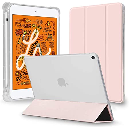 ESR iPad Mini 5 2019 ケース 軽量 薄型 スマート カバー 耐衝撃 傷防止 クリア ハード 背面 ケース 三つ折り スタンド オートスリープ ウェイクアップ 機能 iPad Mini5(第五世代) 専用(ローズゴールド)