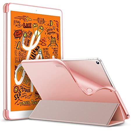 ESR iPad Mini 5 2019 ケース 軽量 薄型 スマート カバー 耐衝撃 傷防止 ソフト TPU 背面 ケース 三つ折り スタンド オートスリープ ウェイクアップ 機能 iPad Mini5(第五世代) 専用 ローズゴールド