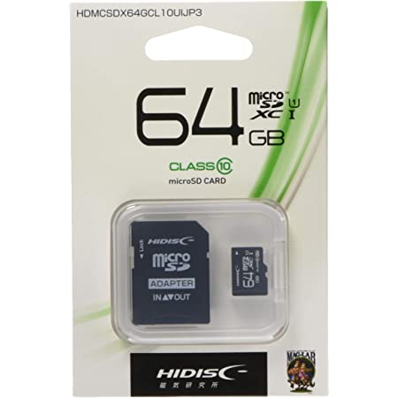 HIDISC microSDXCカード 64GB CLASS10 UHS-I Speed class3(U3), A1/4K対応 SD変換アダプタ/ケース付き HDMCSDX64GCL10V30