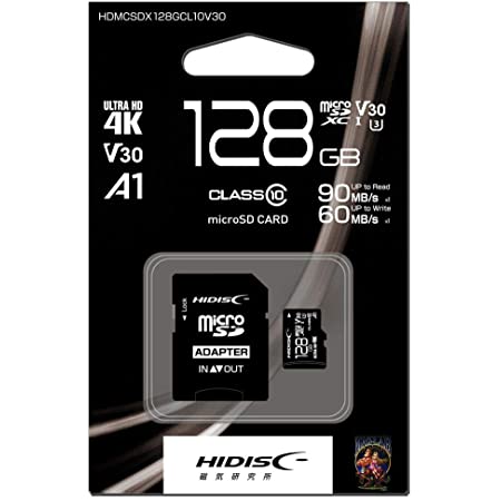 HIDISC microSDXCカード 64GB CLASS10 UHS-I Speed class3(U3), A1/4K対応 SD変換アダプタ/ケース付き HDMCSDX64GCL10V30