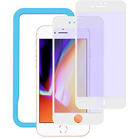 【ブルーライトカット・全面保護ガラスフィルム】iPhone 8 / iPhone 7 ハイブリッドケース付き CORNING GORILLA GLASS 5使用 オイルコーティング Farfalla (ブラック)