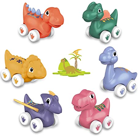GreenKidz プルバックカー のおもちゃ 最高の 恐竜 モンスター トラック マシン 恐竜パーティーの記念品 ゲーム 6歳の男の子 や 子供、幼児向け ミニ4個セット ギフト 誕生 日用品 ティラノサウルスの恐竜のおもちゃ(４個)