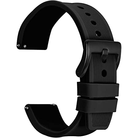 [WOCCI]時計ベルト シリコンラバー 22mm 厚め 完全防水時計替えベルト ゴム腕時計バンド ブラック ブラックバックル